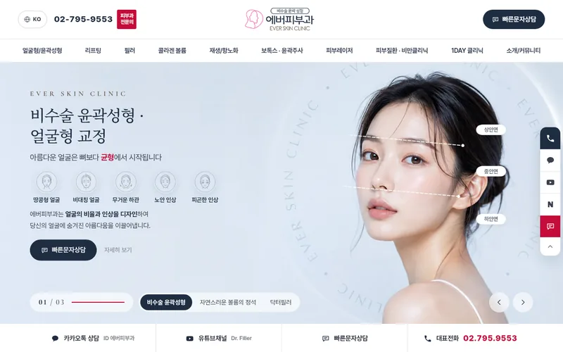 에버피부과 리뉴얼 미리보기 첫 화면