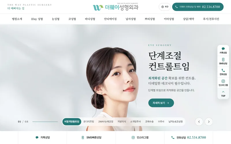 더웨이성형외과 리뉴얼 미리보기 첫 화면
